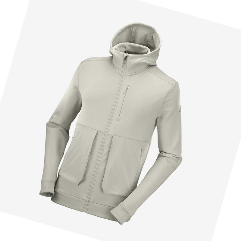 Men\'s Salomon ESSENTIAL WARM FLEECE Hoodie Beige | 56340-VBRS