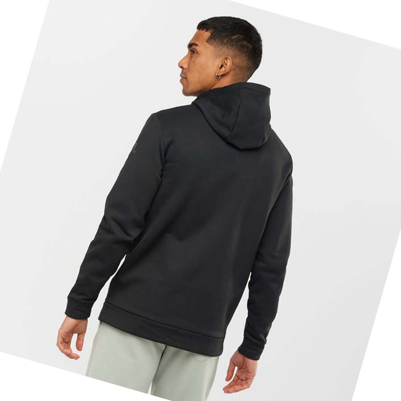 Men's Salomon ESSENTIAL WARM FLEECE Hoodie Black | 68034-HNRP