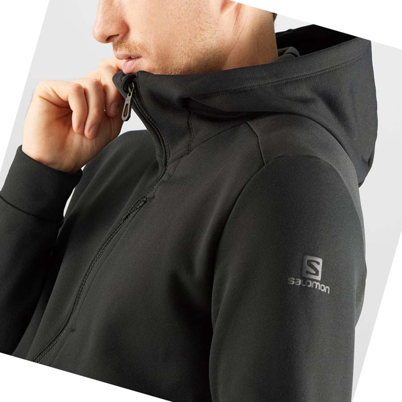 Men's Salomon ESSENTIAL WARM FLEECE Hoodie Black | 68034-HNRP