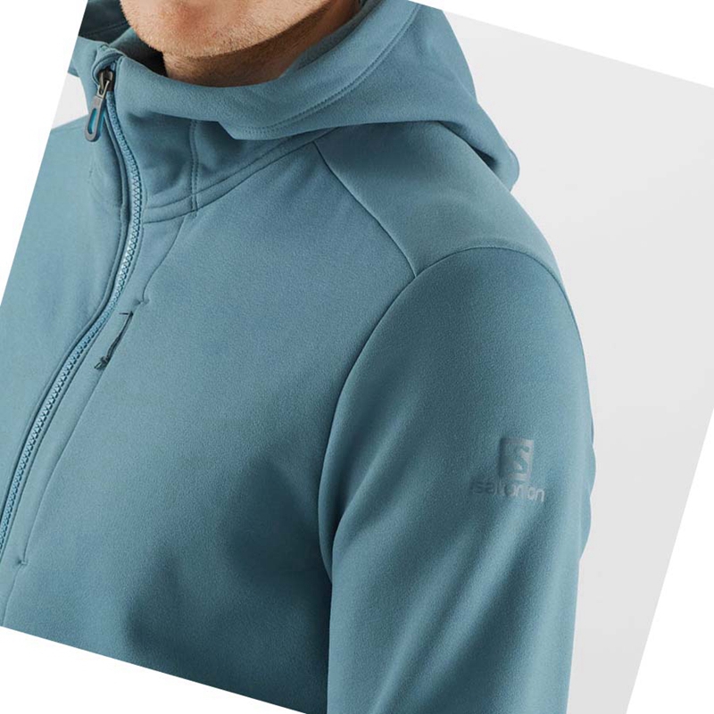 Men's Salomon ESSENTIAL WARM FLEECE Hoodie Blue | 73620-IQSV