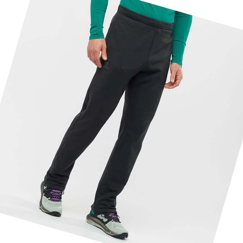 Men's Salomon ESSENTIAL WARM FLEECE Pants Black | 68951-VQZJ