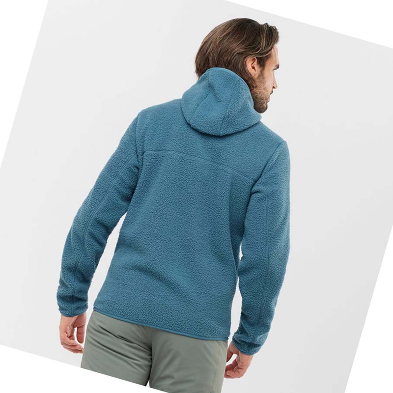 Men's Salomon ESSENTIAL WARM TEDDY Hoodie Blue | 35284-HDVU