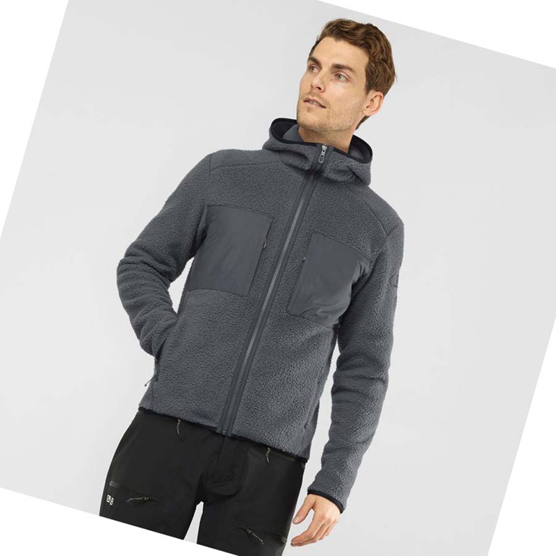 Men's Salomon ESSENTIAL WARM TEDDY Hoodie Grey | 65837-UYNB