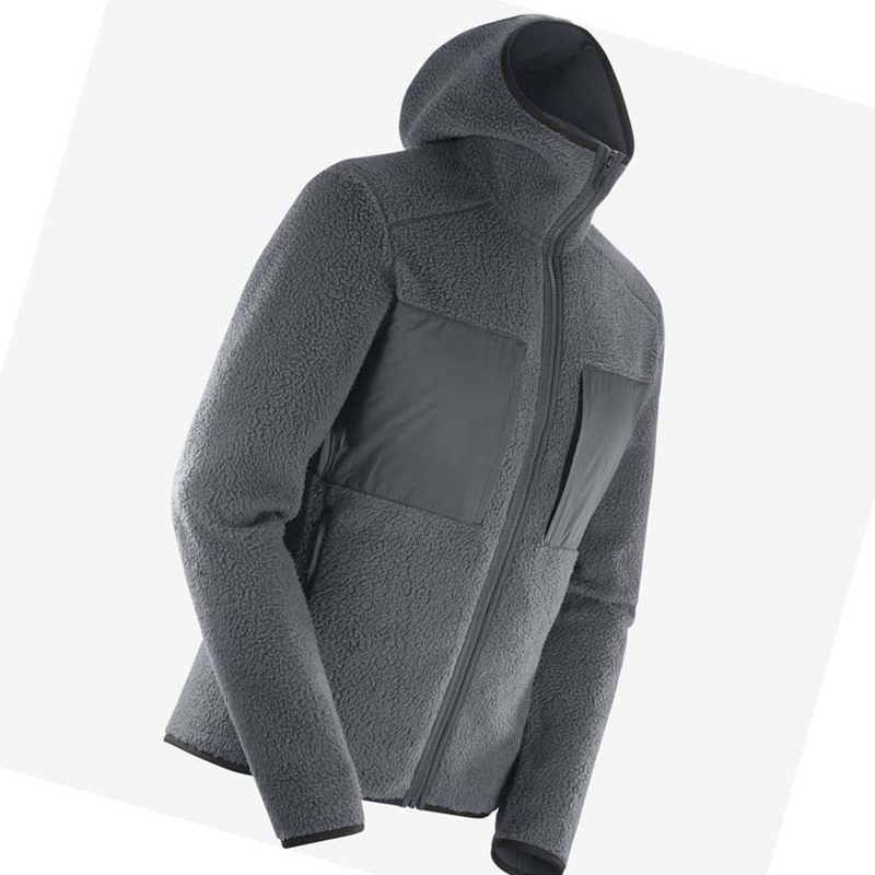 Men's Salomon ESSENTIAL WARM TEDDY Hoodie Grey | 65837-UYNB