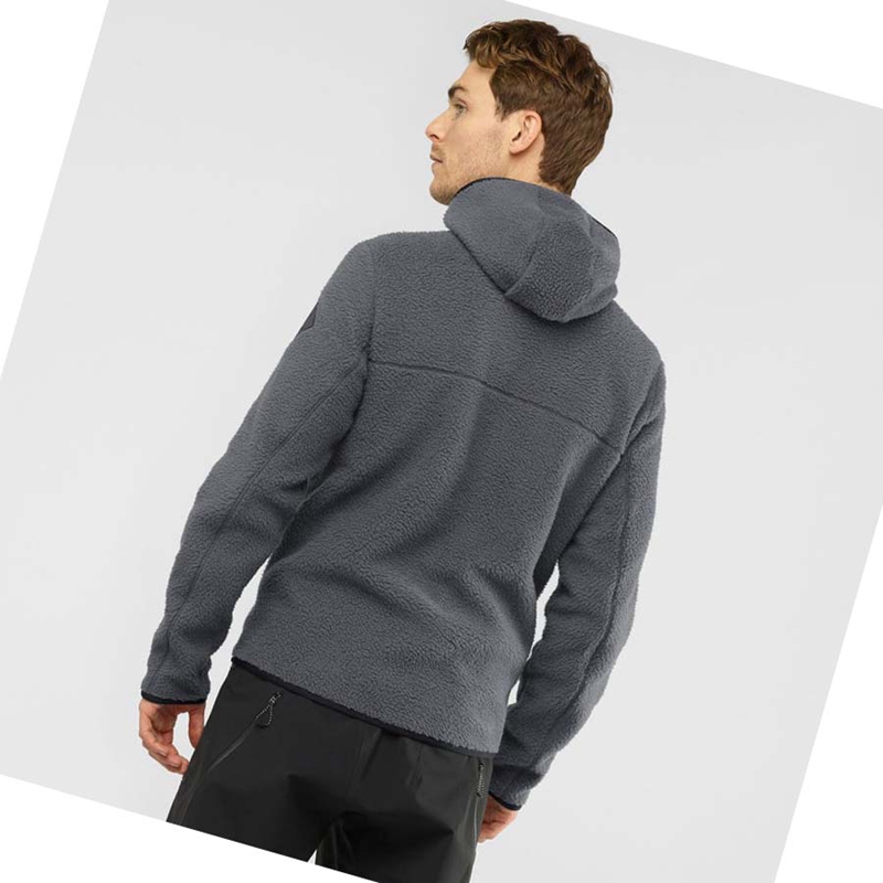 Men's Salomon ESSENTIAL WARM TEDDY Hoodie Grey | 65837-UYNB