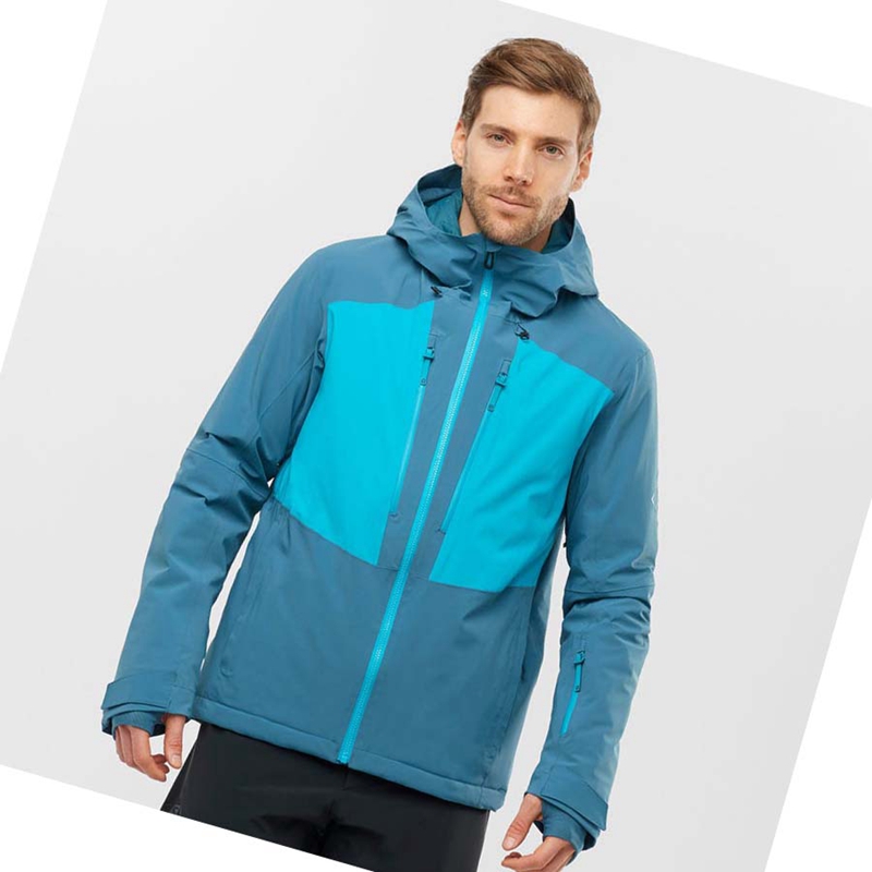 Men's Salomon HIGHLAND Ski Ski Jackets Blue | 85014-BOIW