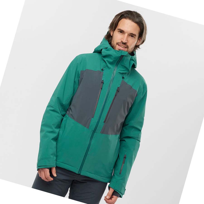 Men's Salomon HIGHLAND Ski Ski Jackets Green | 10247-EDLA