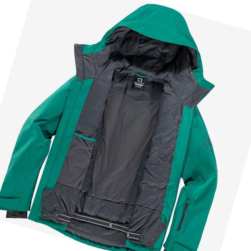 Men's Salomon HIGHLAND Ski Ski Jackets Green | 10247-EDLA