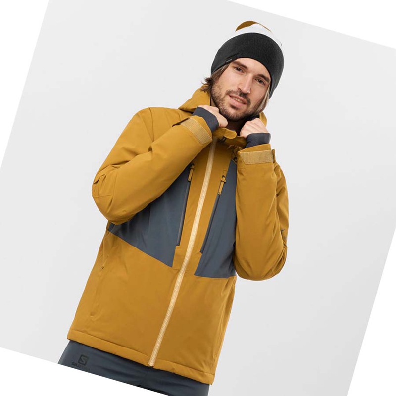 Men's Salomon HIGHLAND Ski Ski Jackets Yellow | 98367-VIJC