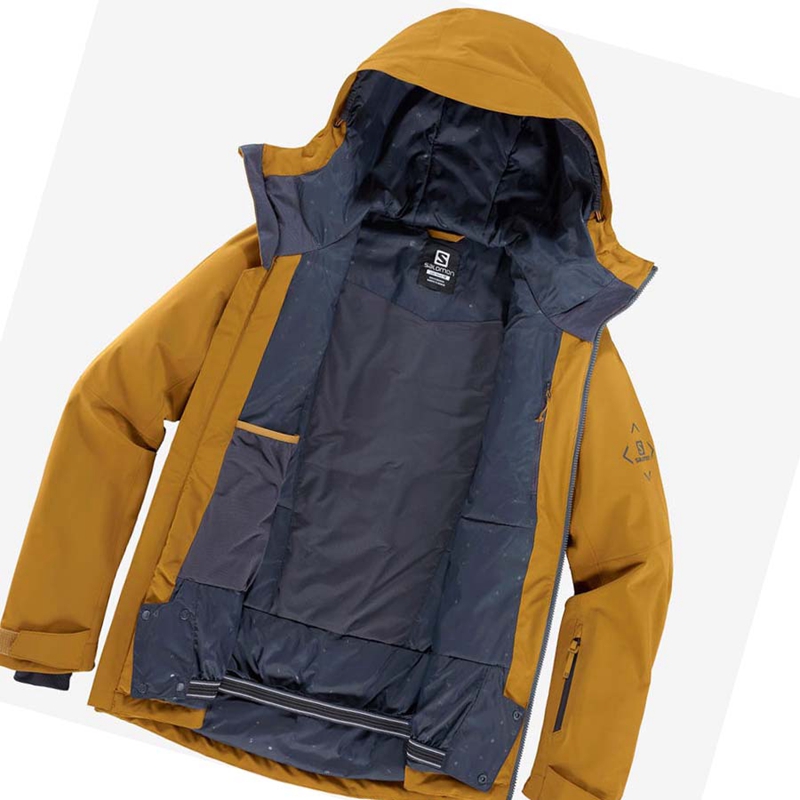 Men's Salomon HIGHLAND Ski Ski Jackets Yellow | 98367-VIJC