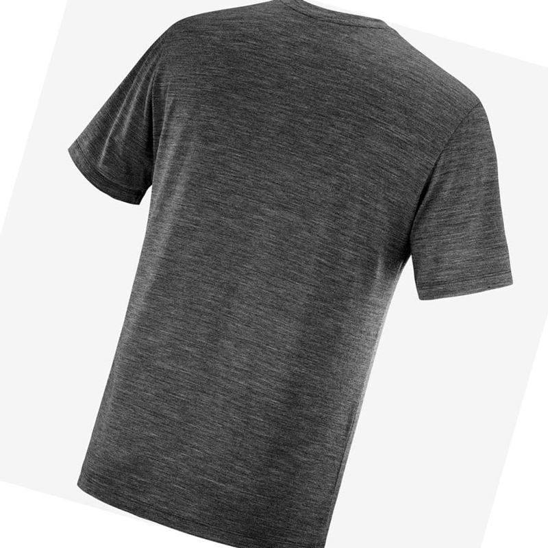 Men's Salomon OUTLIFE MERINO BLEND T Shirts Black | 81452-SRNZ