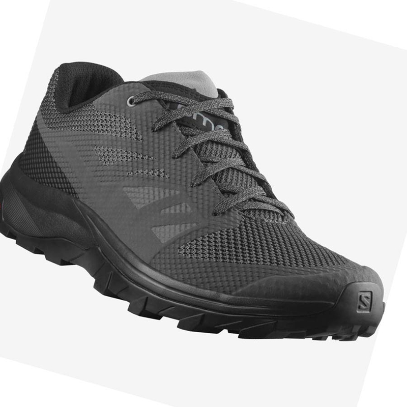 Men's Salomon OUTLINE Hiking Shoes Grey / Black | 92065-BQPE