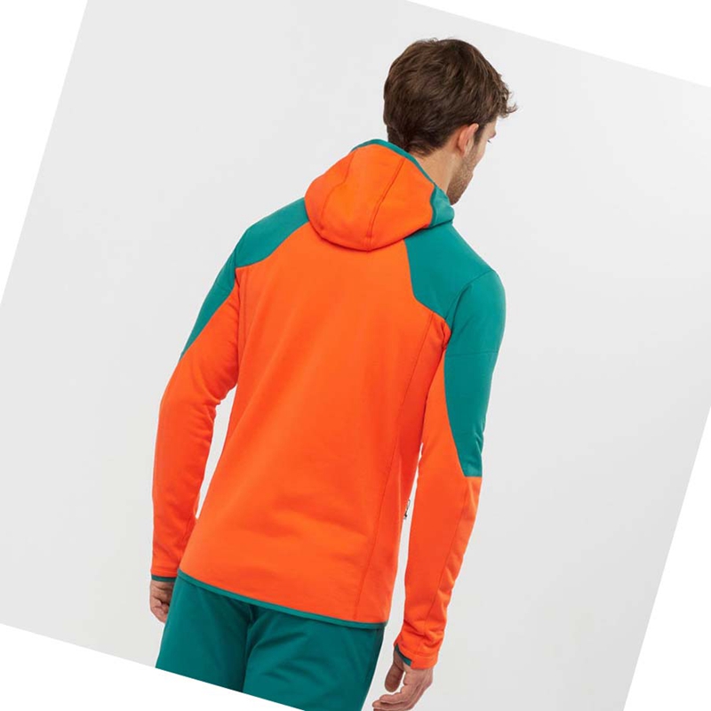 Men's Salomon OUTLINE WARM HYBRID Hoodie Green | 05674-LJIN