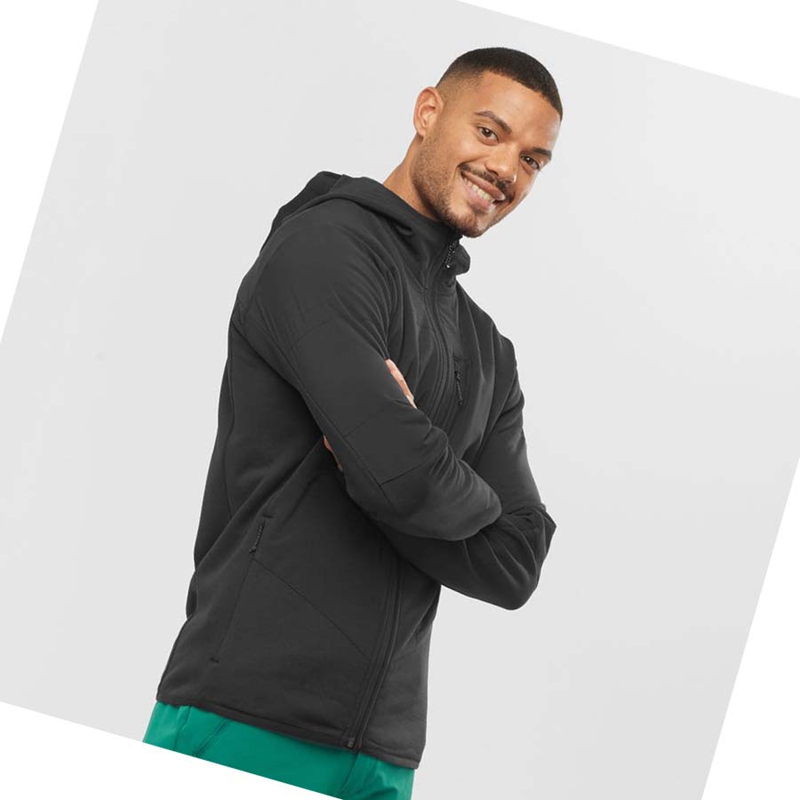 Men's Salomon OUTLINE WARM HYBRID Hoodie Black | 80431-ALUP