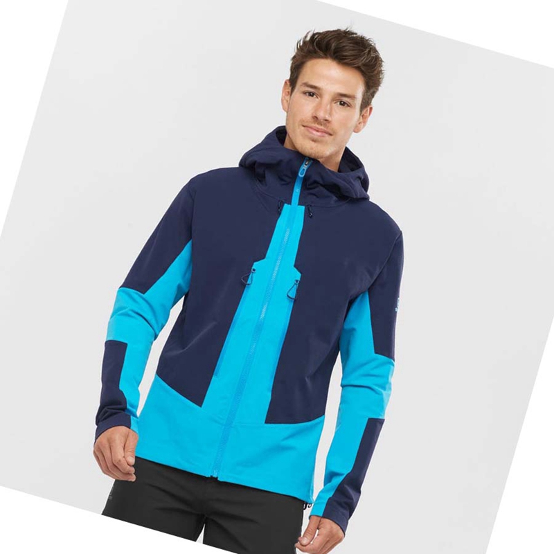 Men's Salomon OUTPEAK SOFTSHELL Jackets Blue | 31045-OSWR