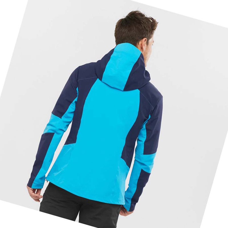 Men's Salomon OUTPEAK SOFTSHELL Jackets Blue | 31045-OSWR