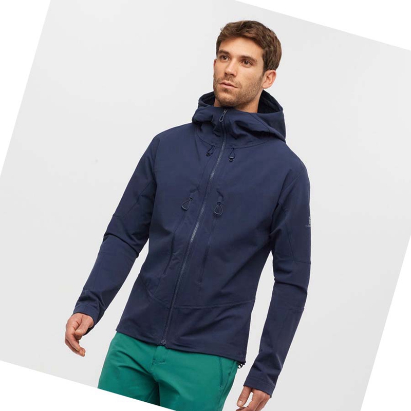 Men's Salomon OUTPEAK SOFTSHELL Jackets Navy | 74362-KGFJ