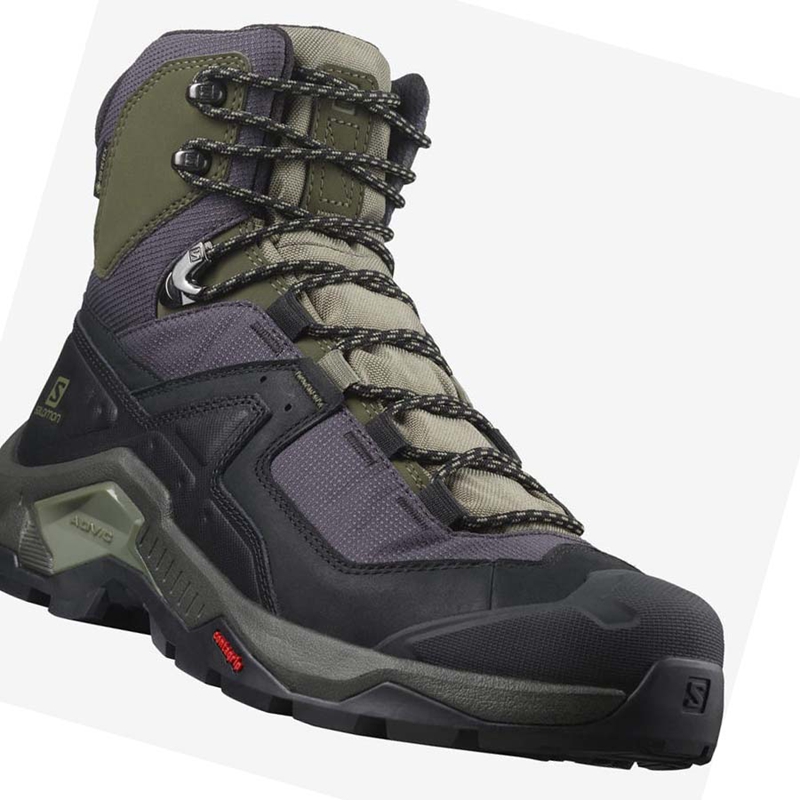 Men's Salomon QUEST ELEMENT GORE-TEX Hiking Shoes Black / Olive | 49812-LUYQ