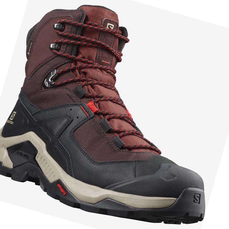 Men's Salomon QUEST ELEMENT GORE-TEX Hiking Shoes Grey / Red | 74560-INGZ