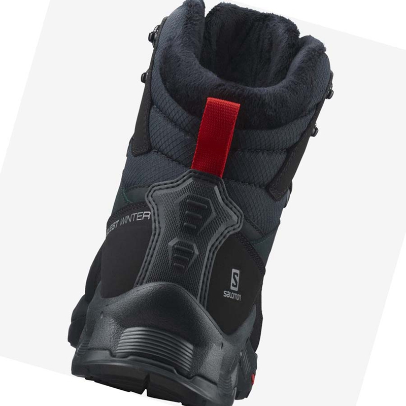 Men's Salomon QUEST WINTER THINSULATE™ CLIMASALOMON™ WATERPROOF Winter Boots Black | 12957-RMOE