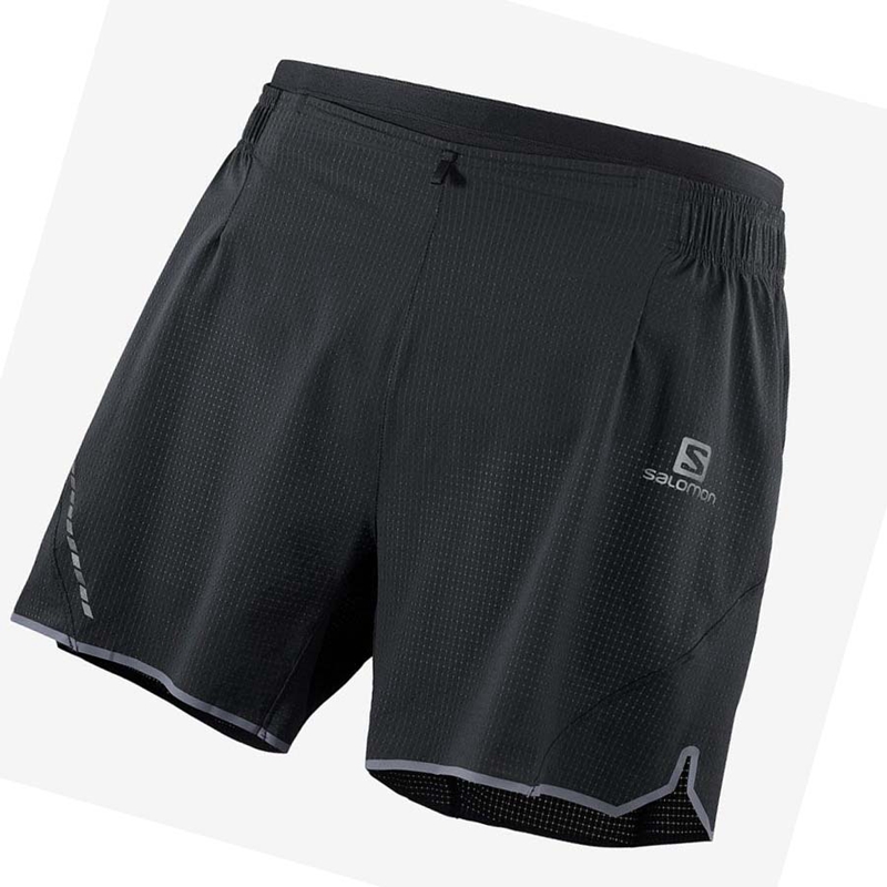 Men\'s Salomon SENSE AERO 5\'\' Shorts Black | 51092-WQAI