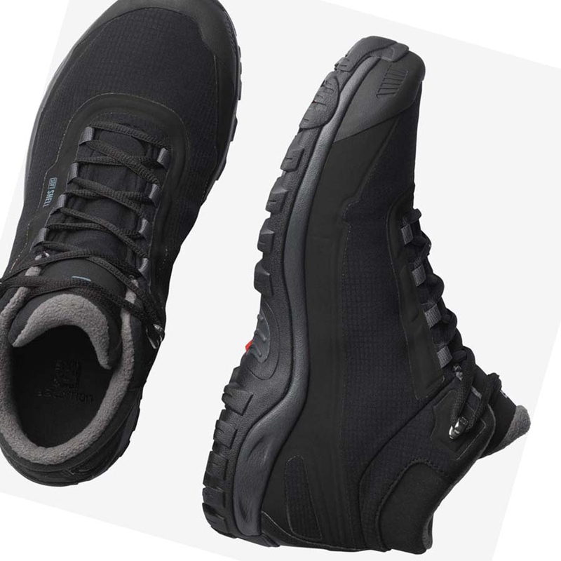 Men's Salomon SHELTER CLIMASALOMON™ WATERPROOF Winter Boots Black | 83261-XAVB