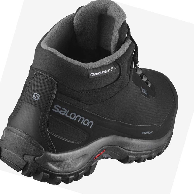 Men's Salomon SHELTER CLIMASALOMON™ WATERPROOF Winter Boots Black | 83261-XAVB