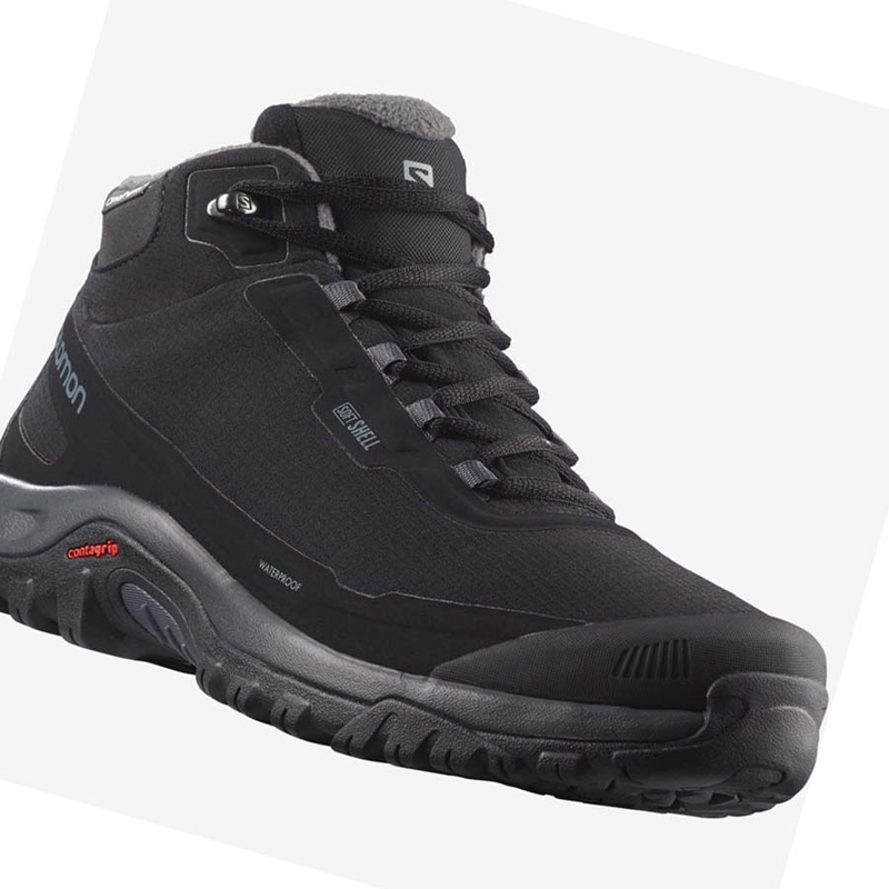 Men's Salomon SHELTER CLIMASALOMON™ WATERPROOF Winter Boots Black | 83261-XAVB