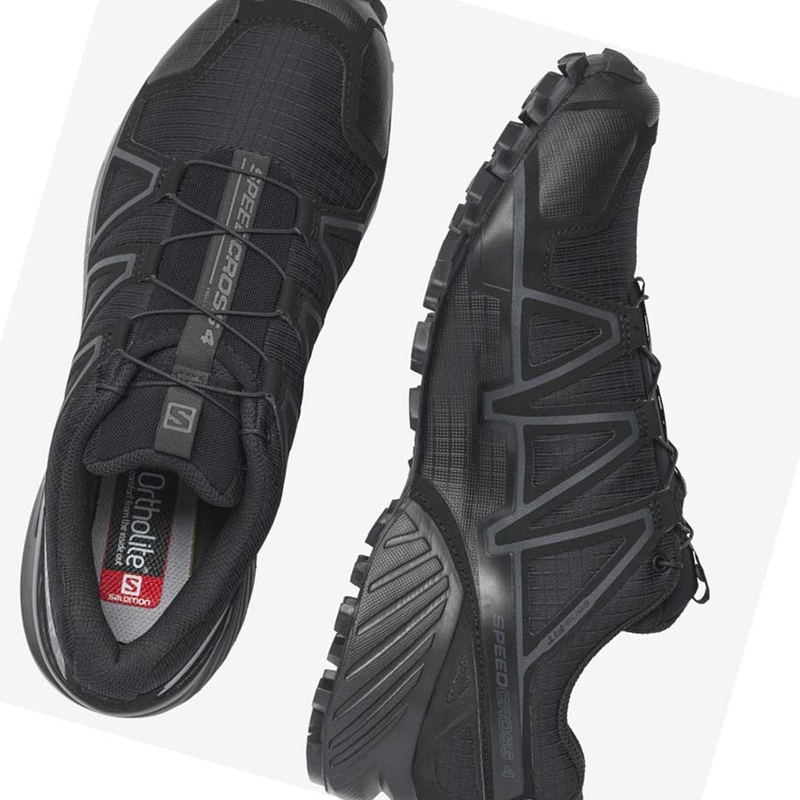 Men's Salomon SPEEDCROSS 4 WIDE FORCES Boots Black | 08341-FPLK