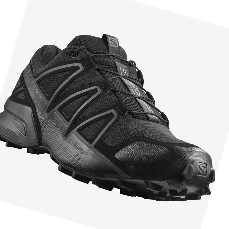 Men's Salomon SPEEDCROSS 4 WIDE FORCES Boots Black | 08341-FPLK