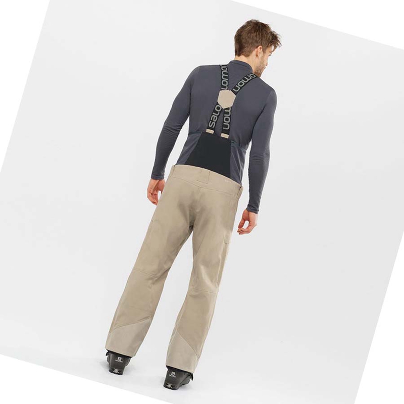 Men's Salomon STANCE 3L BIB Ski Pants Beige | 87106-MVRT