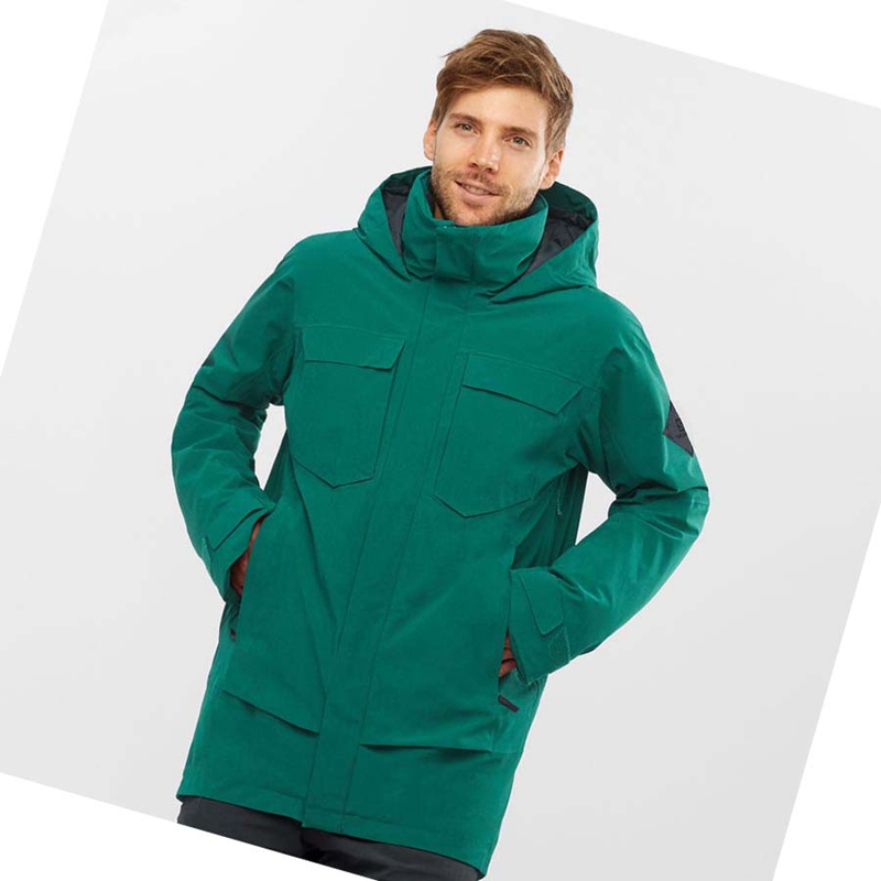 Men's Salomon STANCE CARGO Ski Jackets Green | 52708-GMPJ