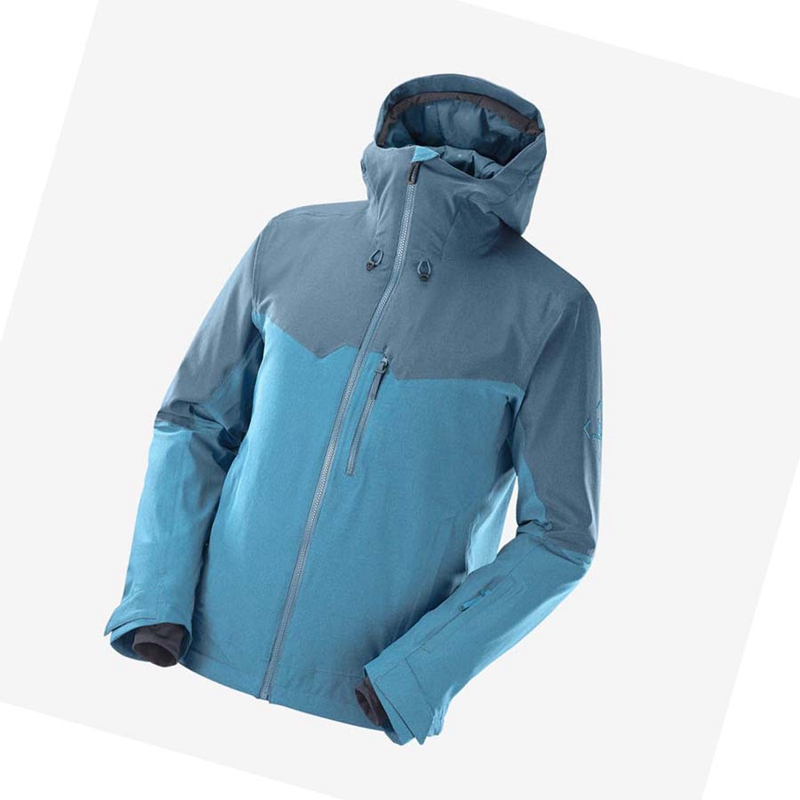 Men\'s Salomon UNTRACKED Ski Jackets Blue | 58792-HKPB