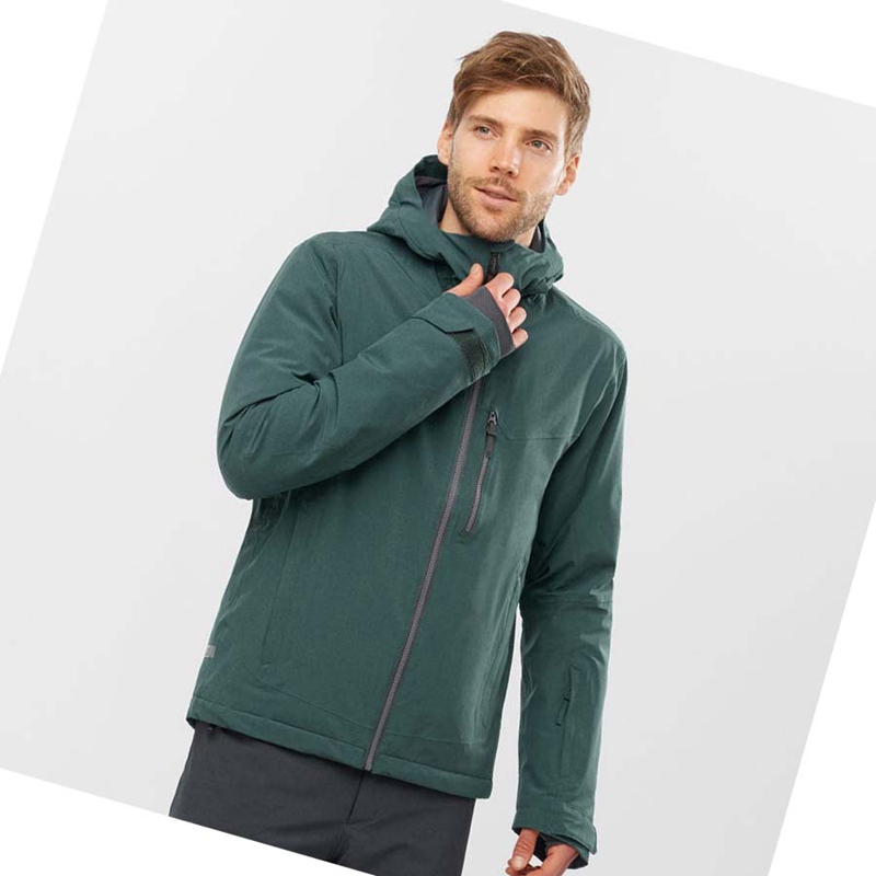 Men's Salomon UNTRACKED Ski Jackets Green | 82739-GZHO