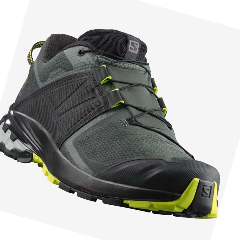 Men's Salomon XA WILD GORE-TEX Trail Running Shoes Black / Olive | 48192-CUWB