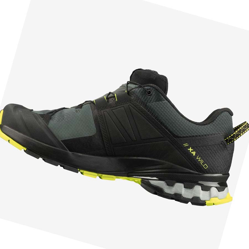 Men's Salomon XA WILD GORE-TEX Trail Running Shoes Black / Olive | 48192-CUWB