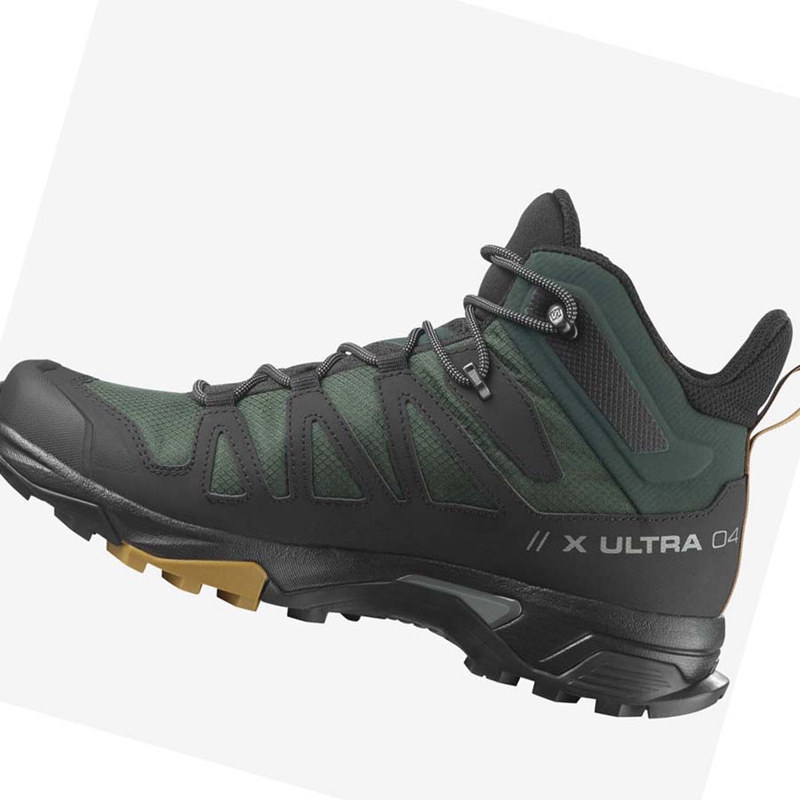 Men's Salomon X ULTRA 4 MID GORE-TEX Hiking Shoes Green / Black | 52736-IKET