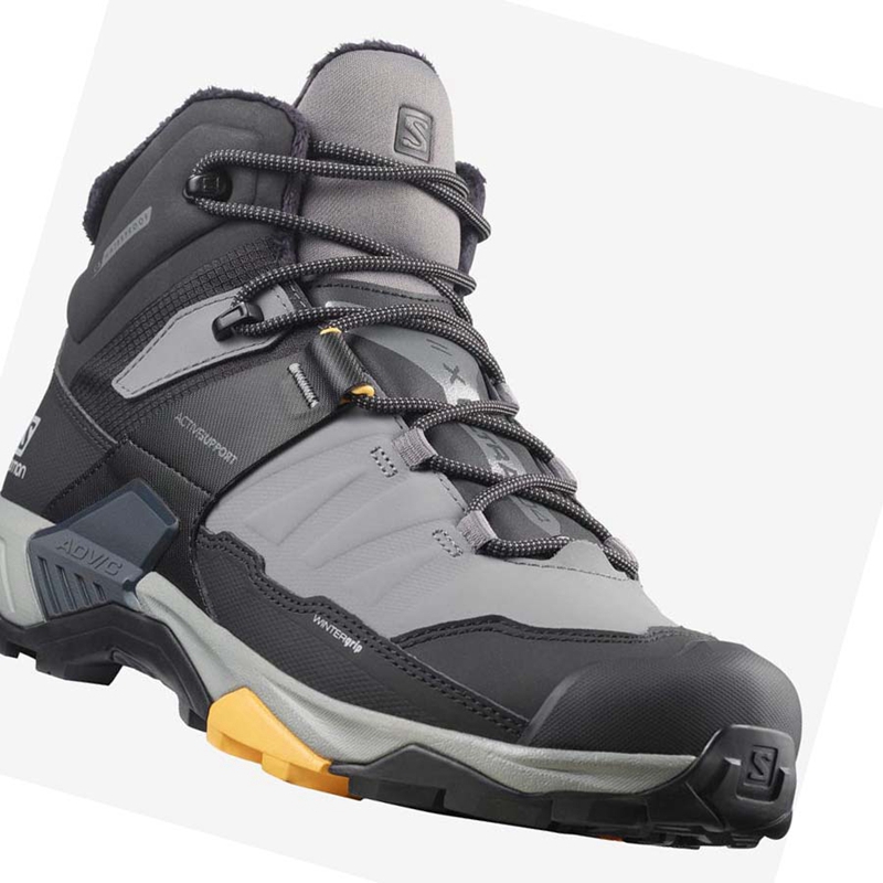 Men's Salomon X ULTRA 4 MID WINTER THINSULATE™ CLIMASALOMON™ Winter Boots Black / Grey | 06759-YLVW