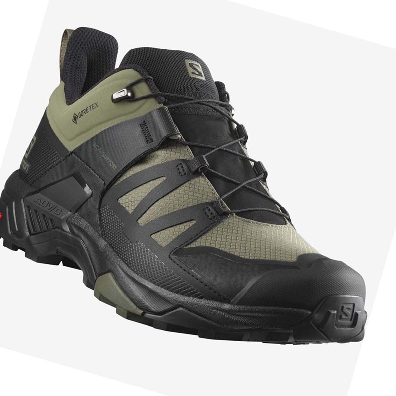 Men's Salomon X ULTRA 4 WIDE GORE-TEX Hiking Shoes Olive / Black | 47603-BFRM