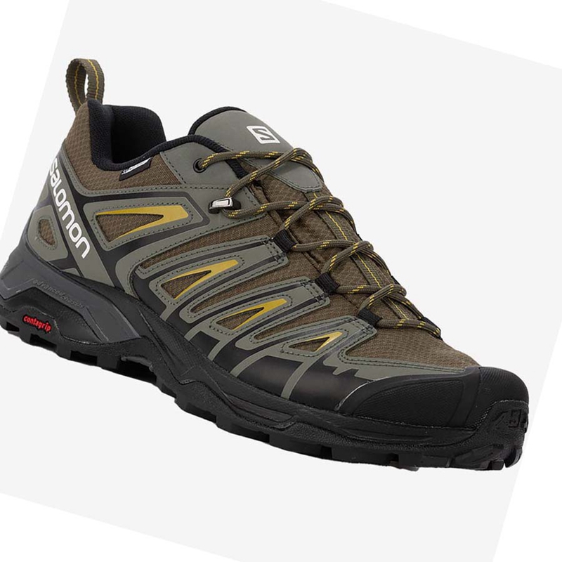 Men's Salomon X ULTRA PIONEER CLIMASALOMON™ WATERPROOF Hiking Shoes Olive / Black | 84576-NPAU