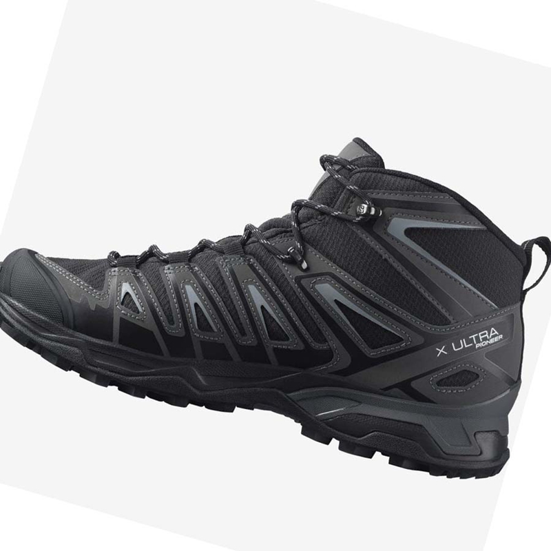 Men's Salomon X ULTRA PIONEER MID CLIMASALOMON™ WATERPROOF Hiking Shoes Grey / Black | 42673-HXIT