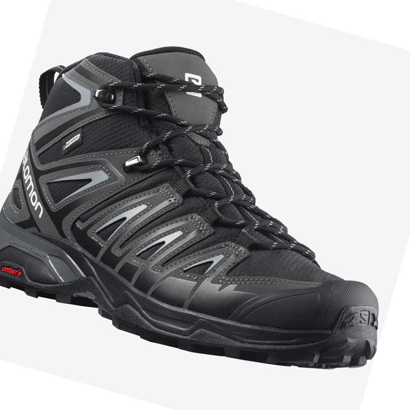 Men's Salomon X ULTRA PIONEER MID CLIMASALOMON™ WATERPROOF Hiking Shoes Grey / Black | 42673-HXIT