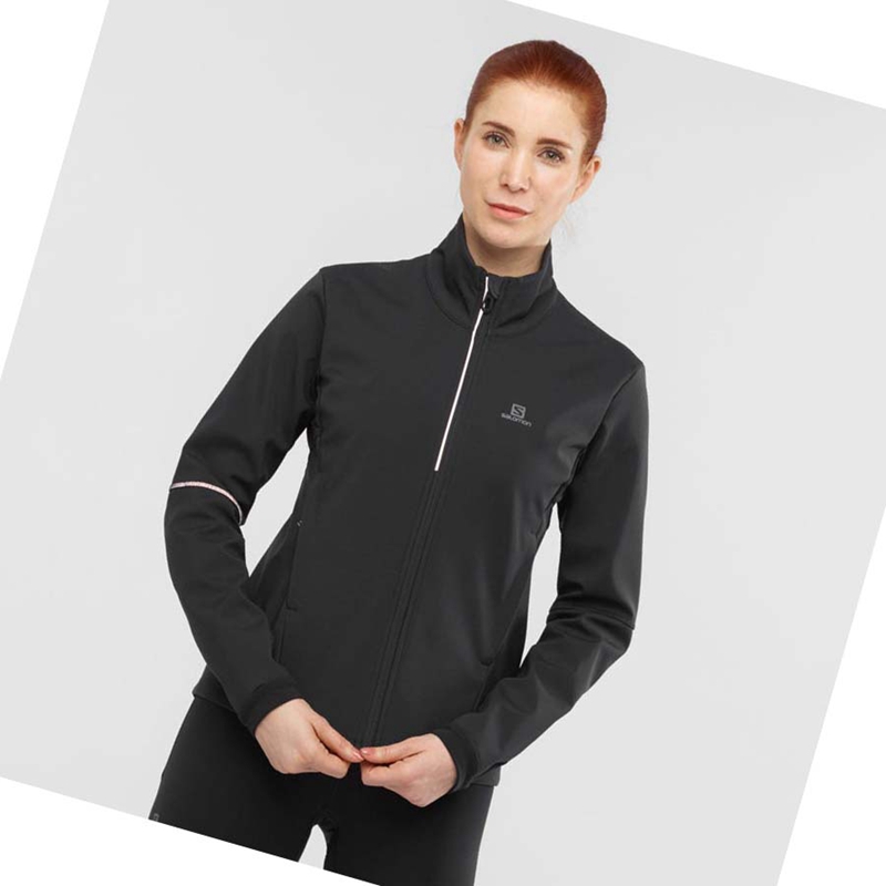 Women's Salomon AGILE SOFTSHELL Jackets Black | 42879-SLCK