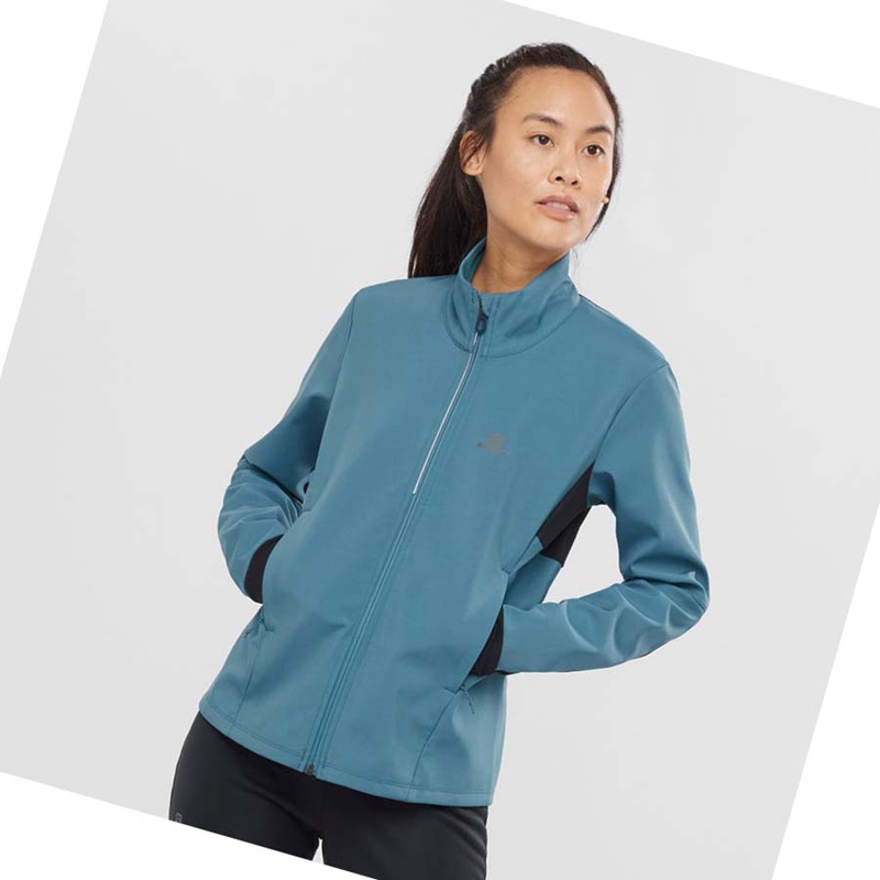 Women's Salomon AGILE SOFTSHELL Jackets Blue | 46821-CAPQ