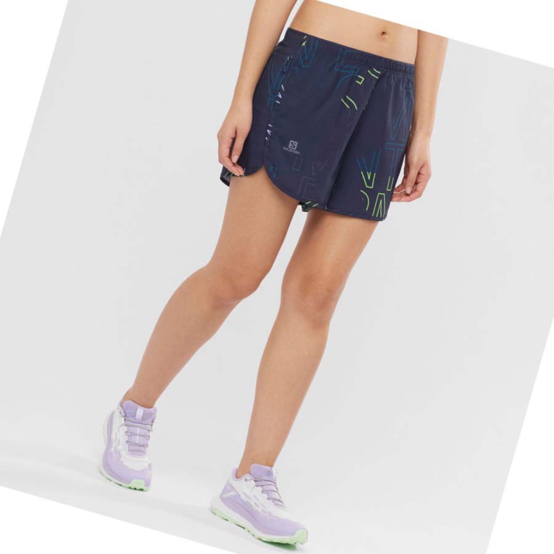 Women's Salomon AGILE Shorts Blue | 59271-MSJV