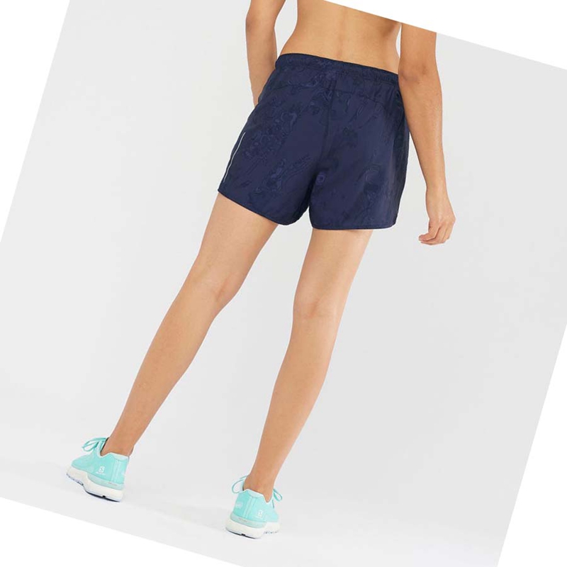 Women's Salomon AGILE Shorts Navy | 21975-FSKO