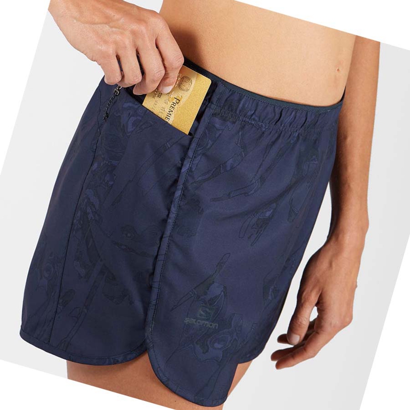 Women's Salomon AGILE Shorts Navy | 21975-FSKO