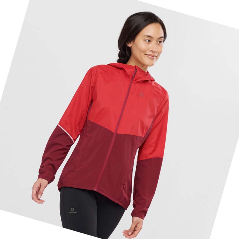 Women's Salomon AGILE WIND WINDBREAKERS Jackets Red | 98754-UONG