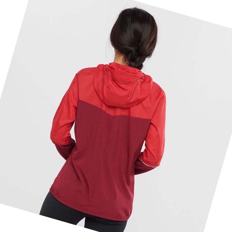 Women's Salomon AGILE WIND WINDBREAKERS Jackets Red | 98754-UONG