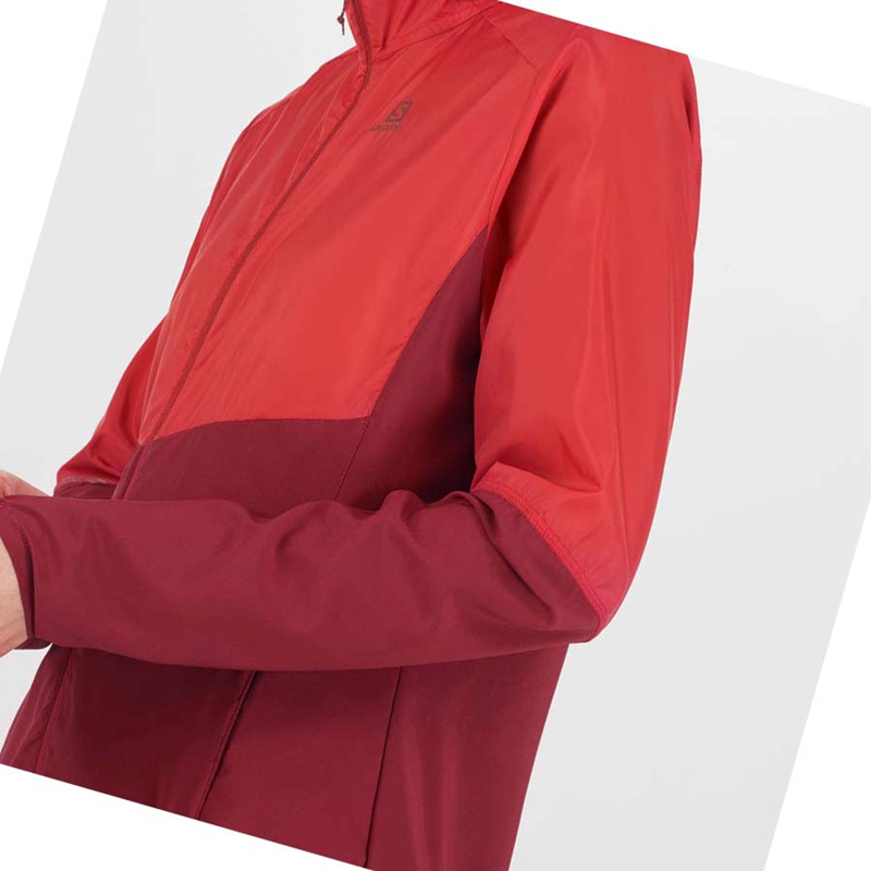 Women's Salomon AGILE WIND WINDBREAKERS Jackets Red | 98754-UONG